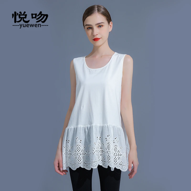 纯棉卫衣叠穿神器打底背心女内搭秋冬宽松蕾丝长款屁帘下摆遮屁股