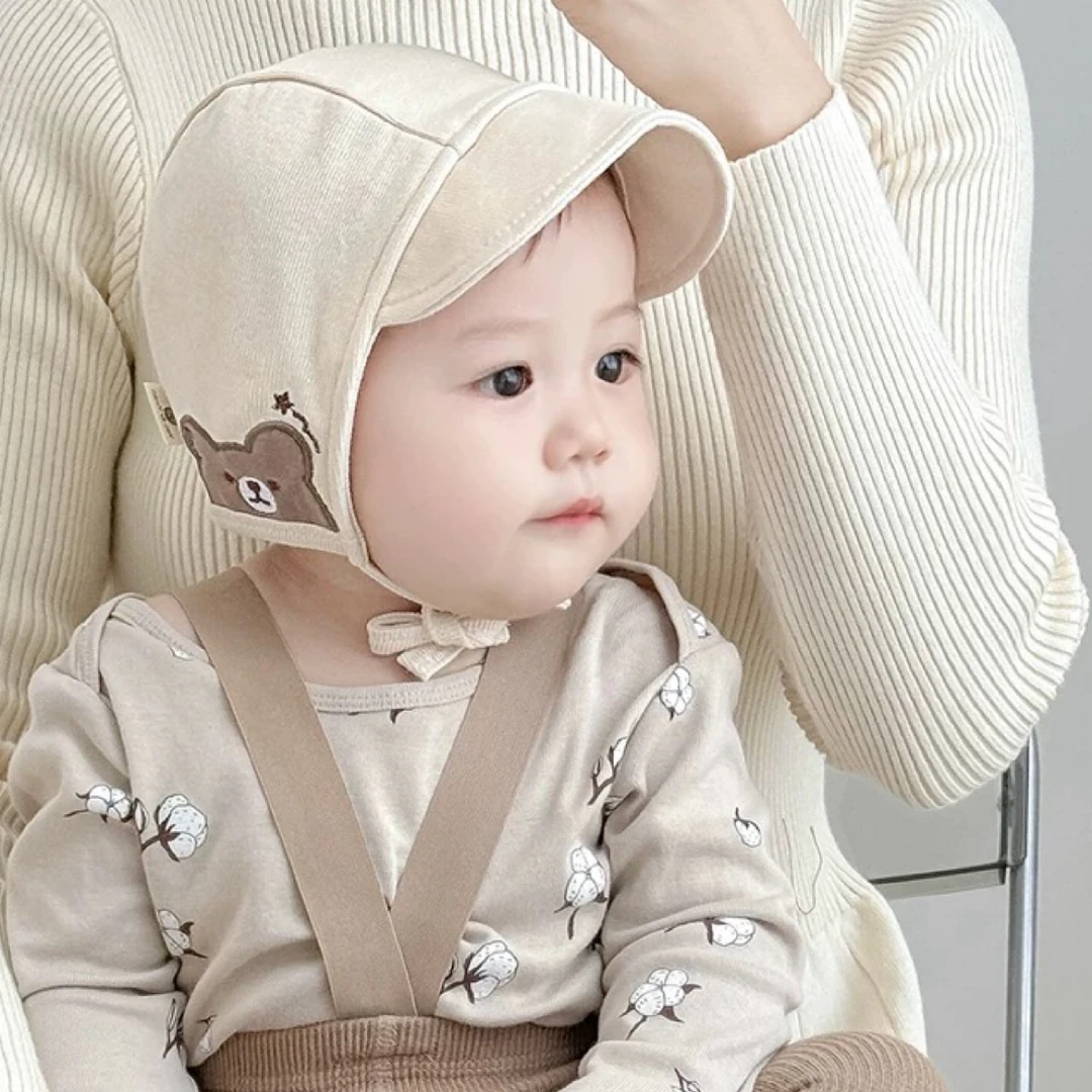 婴儿帽子春秋新生儿可爱宫廷帽男女宝宝秋冬季婴幼儿纯棉护耳胎帽