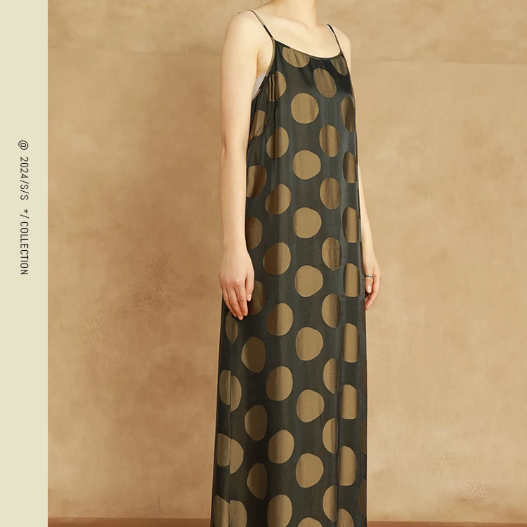 丝粘波点吊带显瘦气质连衣裙