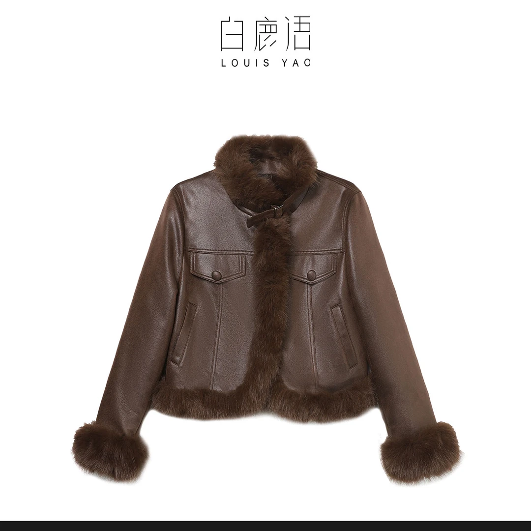 白鹿语新款时尚休闲百搭气质毛领短款羽绒服BX10487