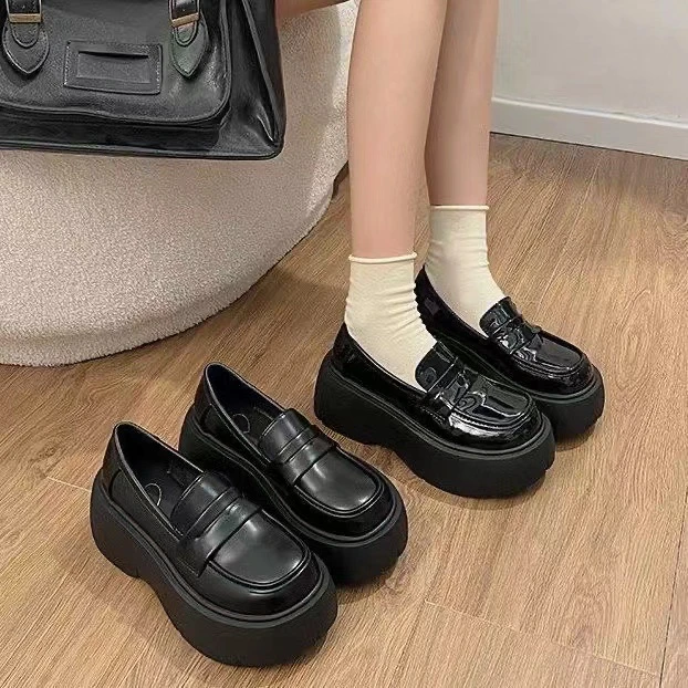 小皮鞋女英伦风单鞋2024年新款夏季复古平底乐福鞋黑色一脚蹬女鞋