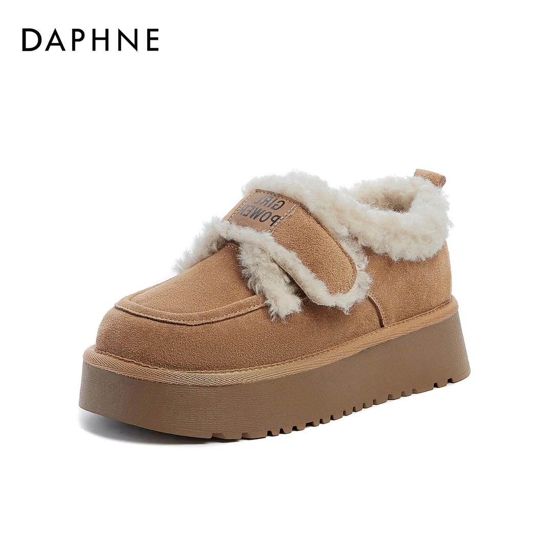Daphne/达芙妮时尚女鞋雪地冬季新款百搭休闲潮流气质加厚加绒靴