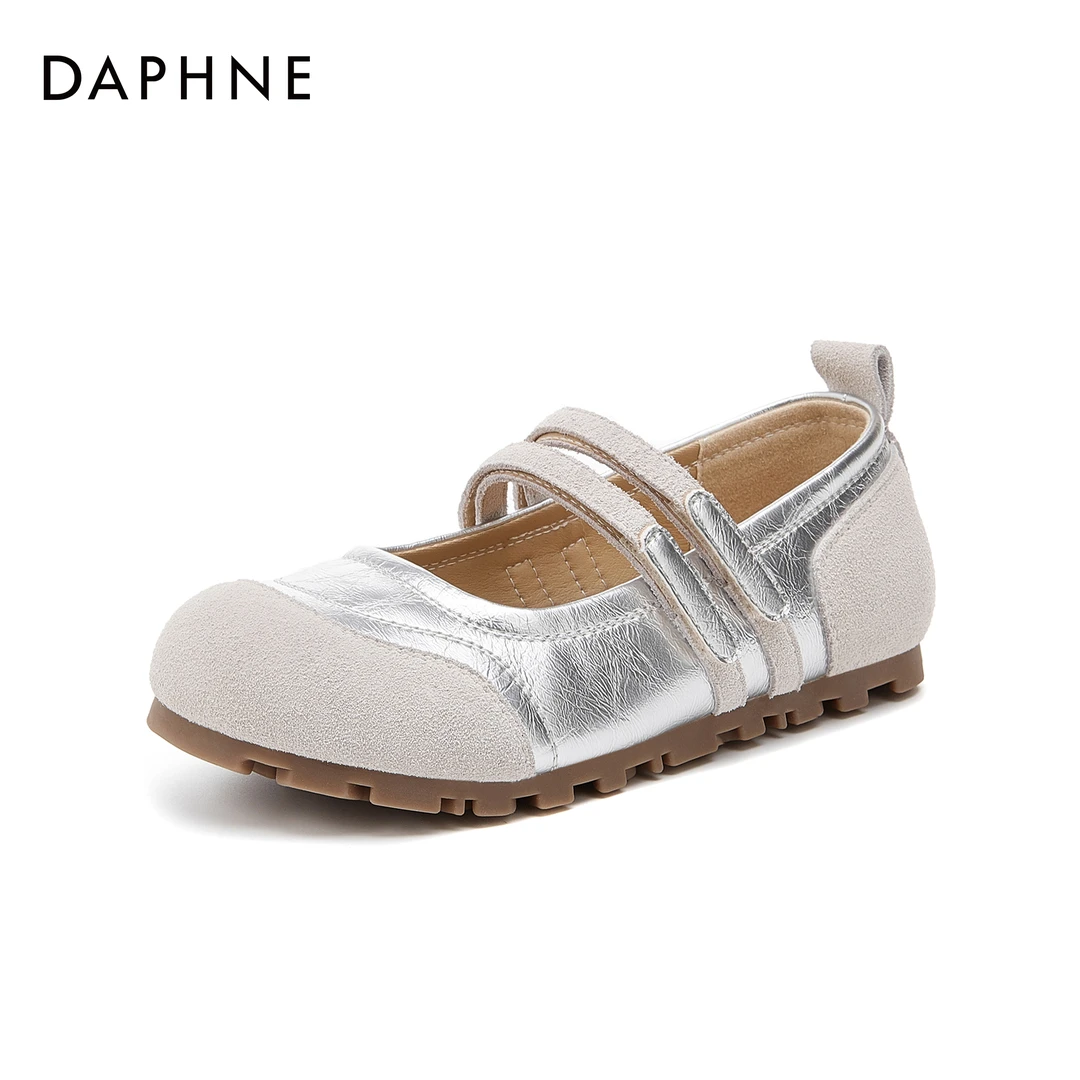 达芙妮时尚软底舒适宝宝鞋平底浅口魔术贴简约大气圆头低帮单鞋