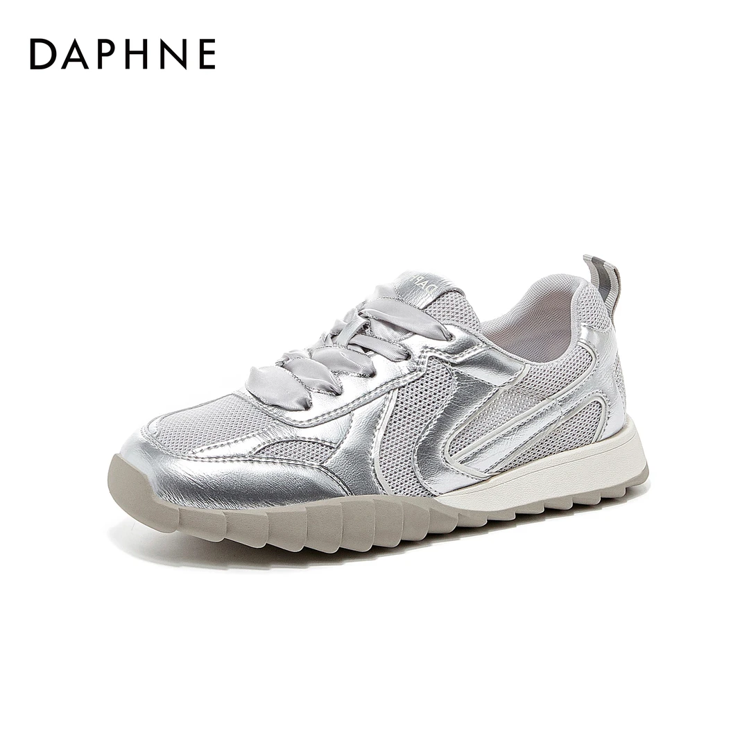 【夕颜若雪】达芙妮时尚新款软底百搭轻便透气潮流网面系带德训鞋