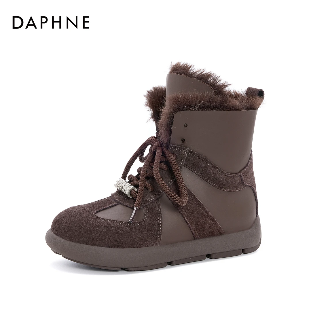 达芙妮复古高帮厚底增高秋季系带运动时尚百搭英伦风休闲鞋