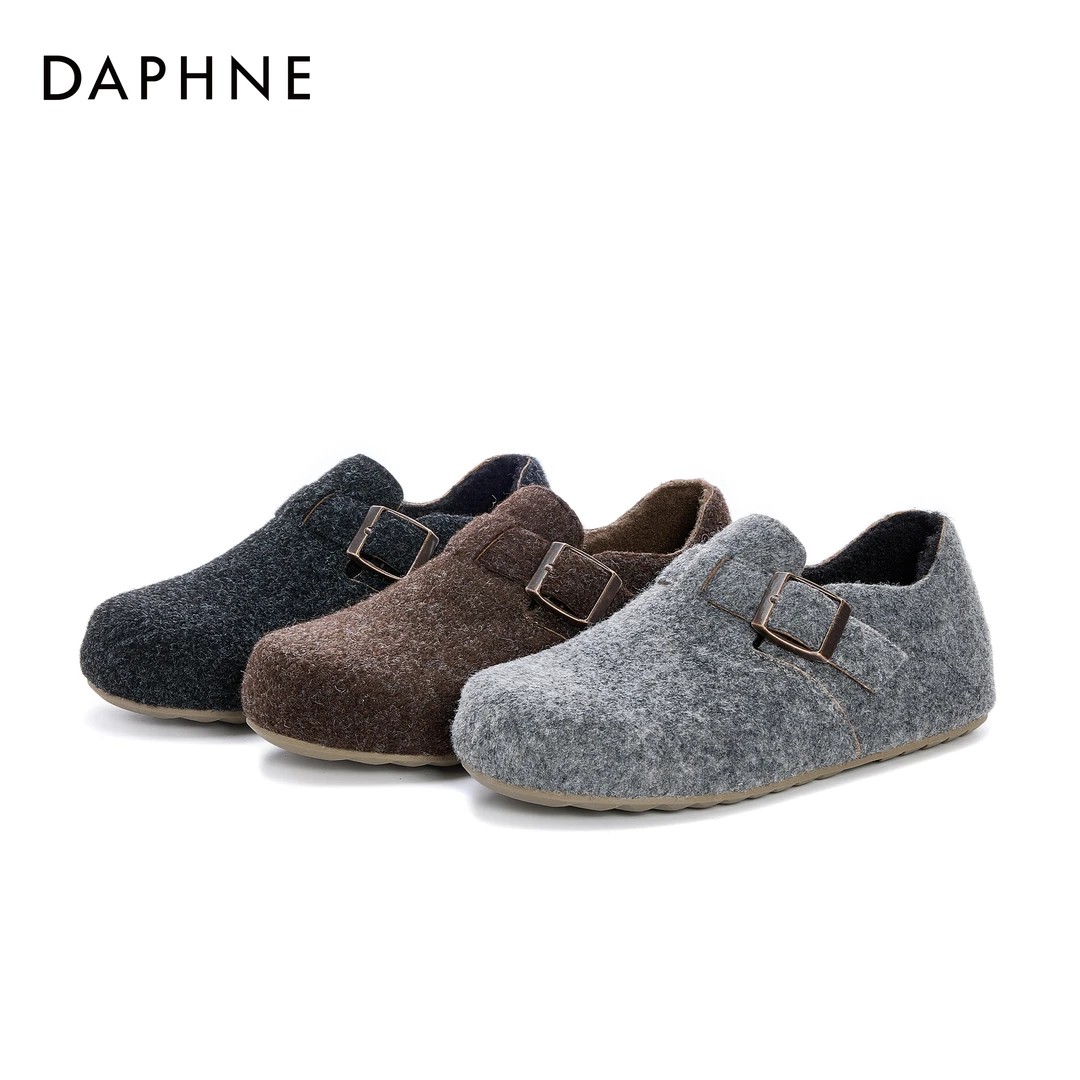 达芙妮毛绒冬季24新款复古百搭加厚棉鞋厚底增高毛毛休闲鞋勃肯鞋