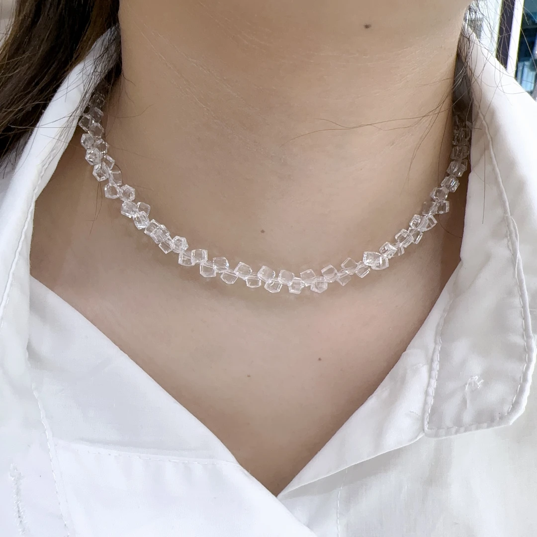 链子925银仿水晶 G832（满9.9包邮）碎方糖项链