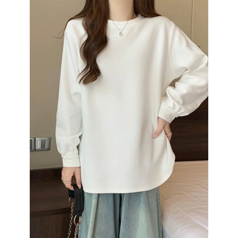 【清】高个子加长基础白T白色卫衣加绒保暖休闲宽松时尚设计感2310