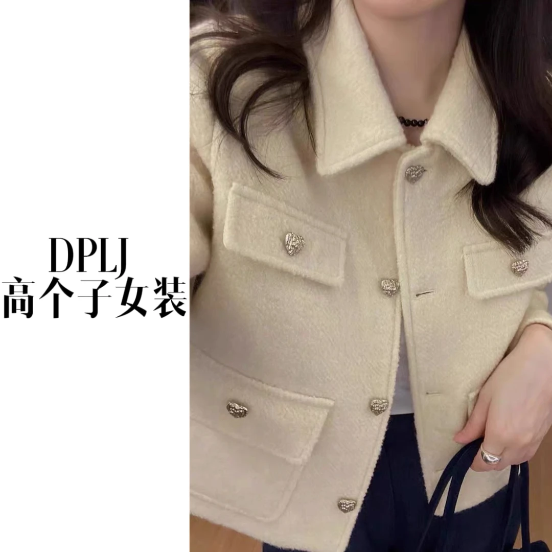 金钻尼 DPLJ高个子女装 气质百搭羊毛翻领小香风羽绒外套2430