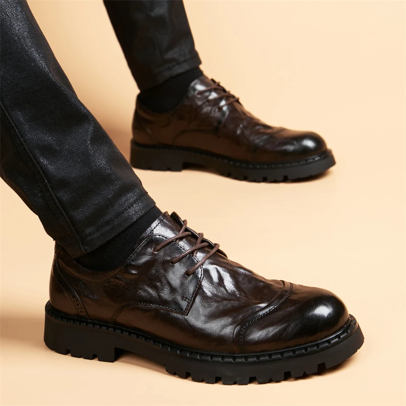 真皮增皮鞋男隐形内增高男鞋婚鞋休闲皮鞋男商务英伦风工作鞋子潮