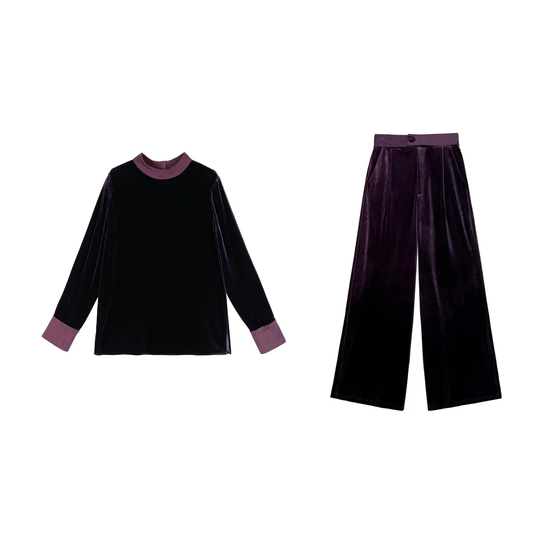 【千慧】2024秋冬新款减龄百搭丝绒T恤上衣L20566/L20566-2