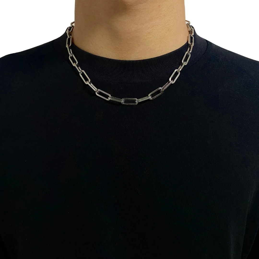 钛钢项链 钛钢项链男欧美古巴嘻哈高街小众情侣锁骨链O型男士配饰
