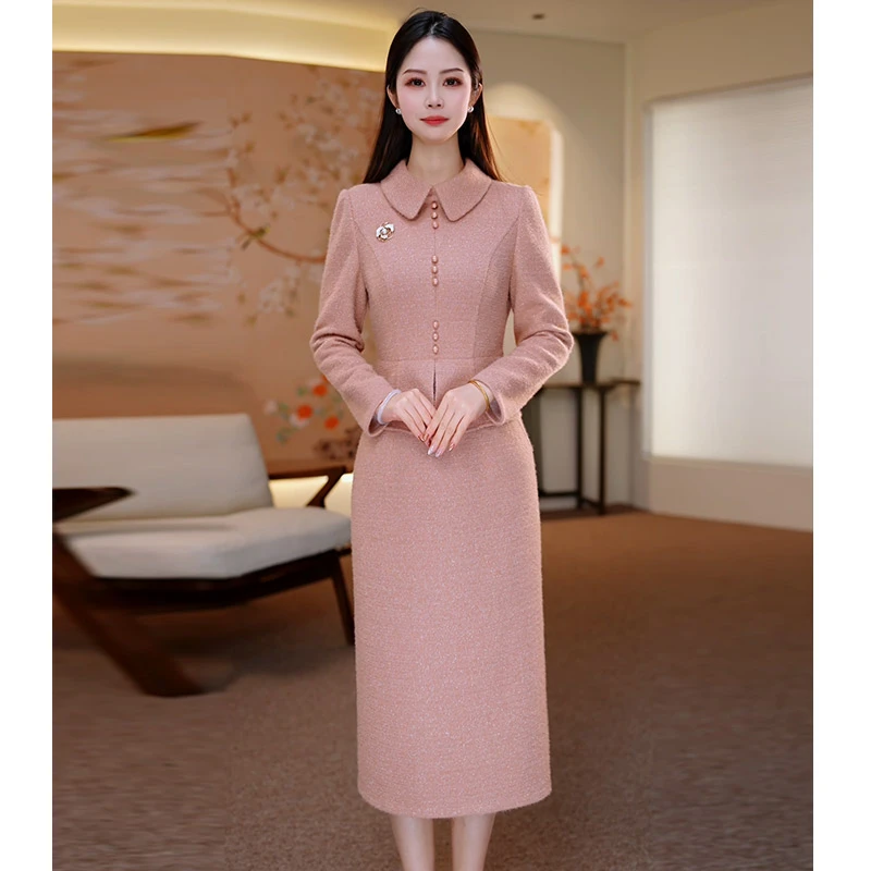 JG-24D238 新款2024年冬季精致优雅假两件连衣裙时尚显瘦 M-4XL