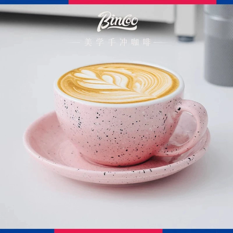 Bincoo陶瓷咖啡杯拿铁咖啡杯拉花咖啡杯碟套装创意拿铁杯奶茶杯