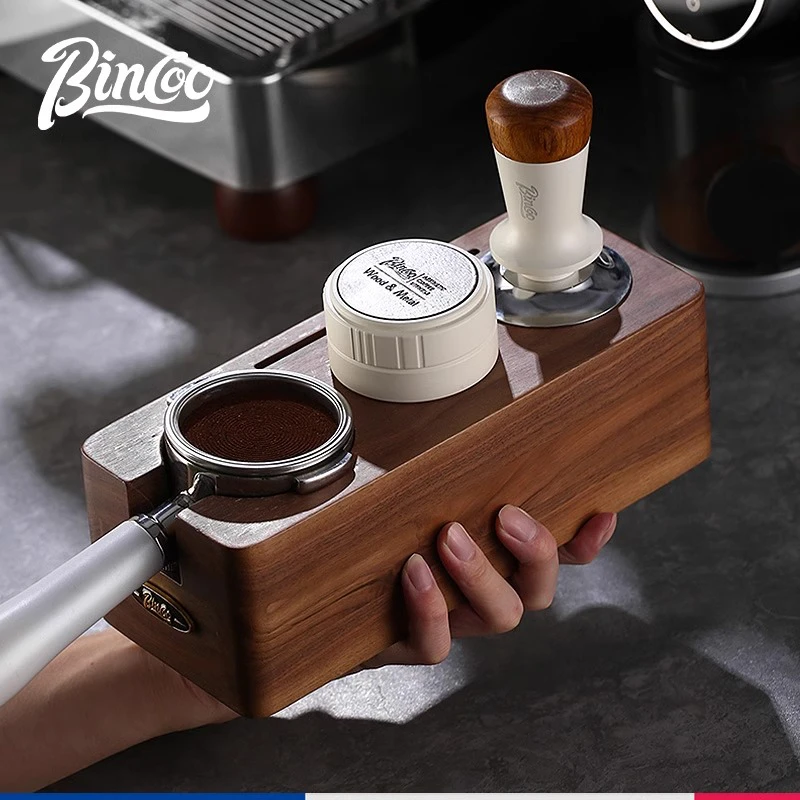 Bincoo胡桃木压粉底座布粉器压粉器51/58mm意式咖啡机配套器具