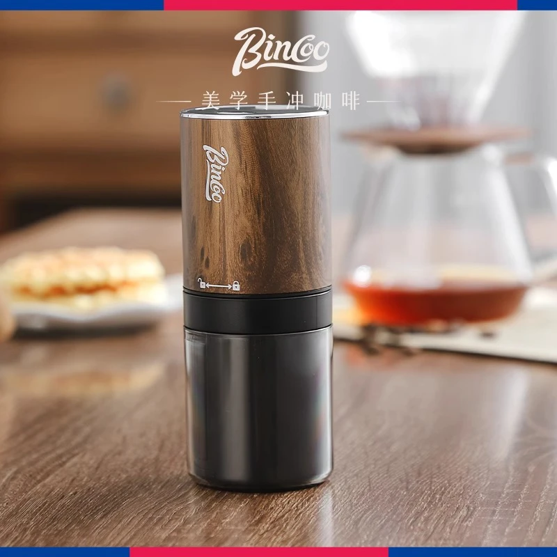 Bincoo电动磨豆机钢芯咖啡豆研磨器小型家用便携木纹磨粉咖啡器具