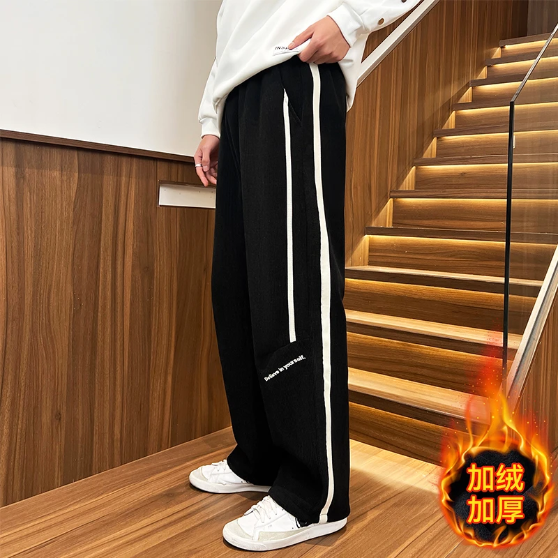 秋冬季加绒加厚宽松直筒休闲裤男女同款休闲卫裤反季省钱风高级感