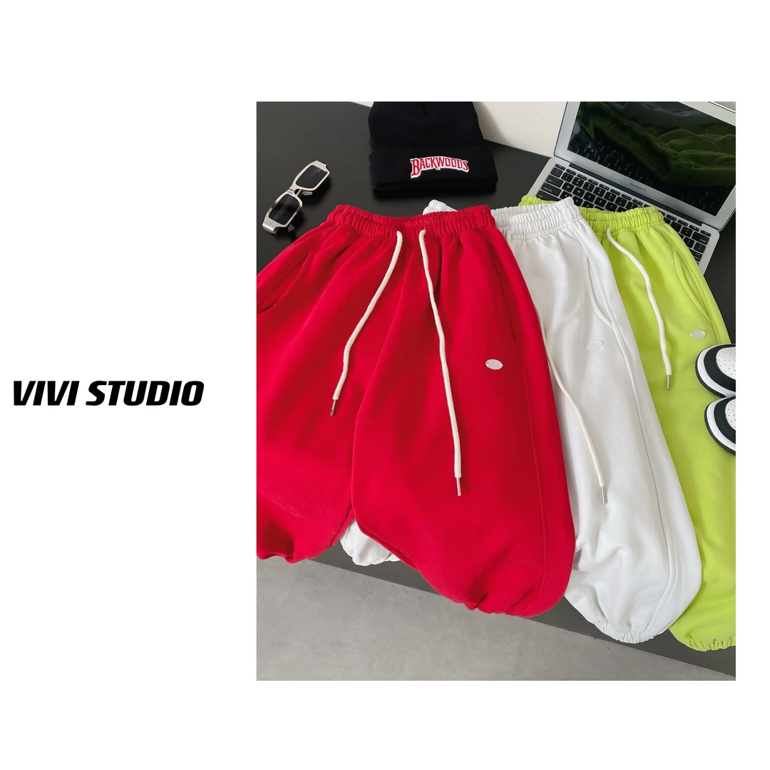 潮牌亲子装  「彩虹糖果」2024年春款简约百搭纯色柔软运动裤长裤