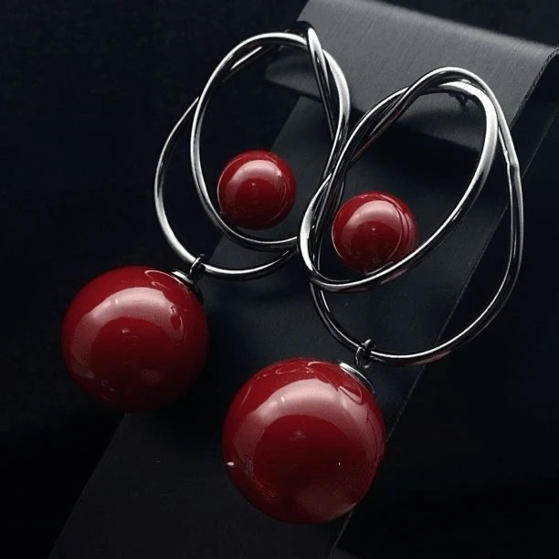 铜合金耳饰 独特珠珠轻奢大气夸张洋气长款耳坠复古手工气质耳环