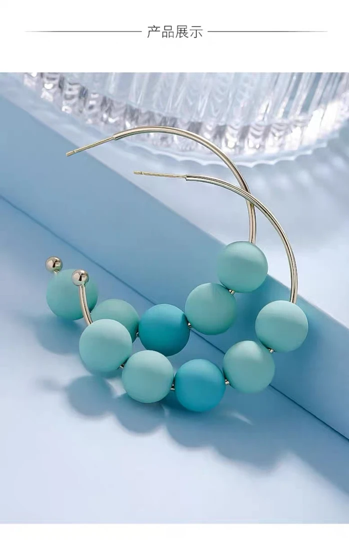 铜合金耳饰 新潮多巴胺度假风夸张显脸瘦小众耳环时尚轻奢耳圈