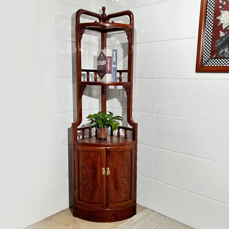 实木家具墙角柜落地边角柜转角柜中式家用置物架小书架酒架