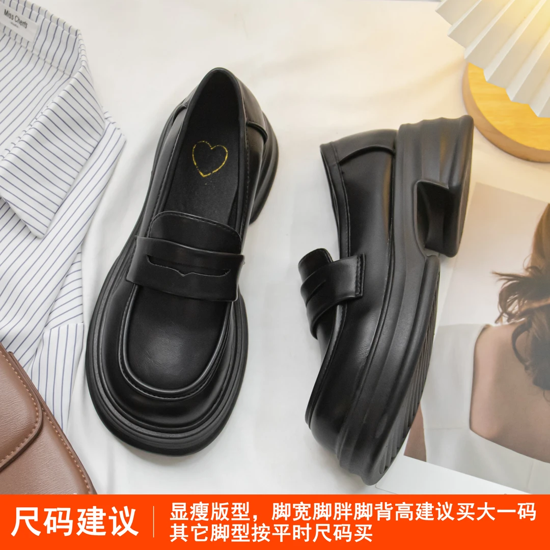圆头小皮鞋女英伦风乐福鞋单鞋辣妹甜酷风厚底学院风百搭正装jk鞋