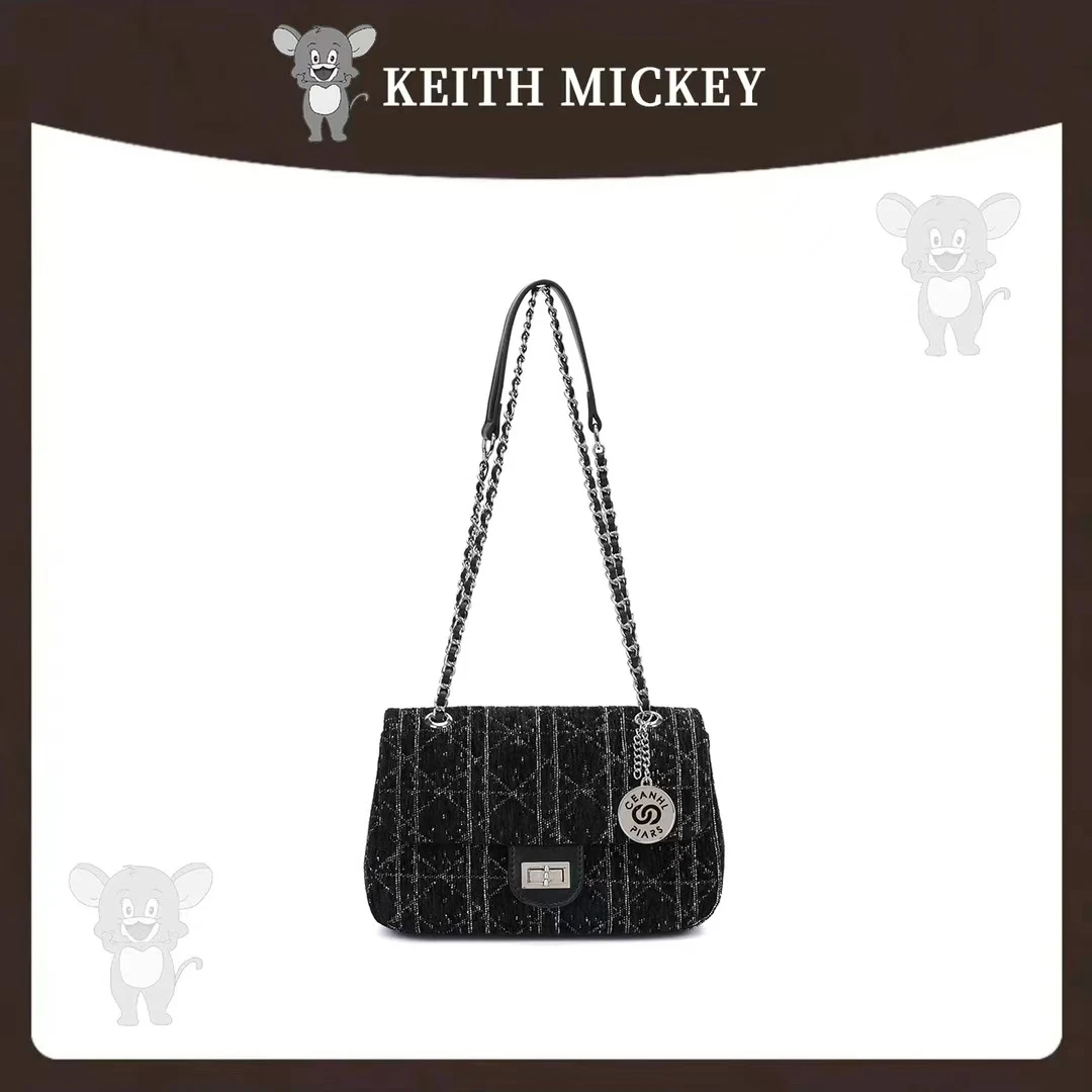 KEITH MICKEY/秋冬款潮流百搭单肩斜挎包KM8006黑色