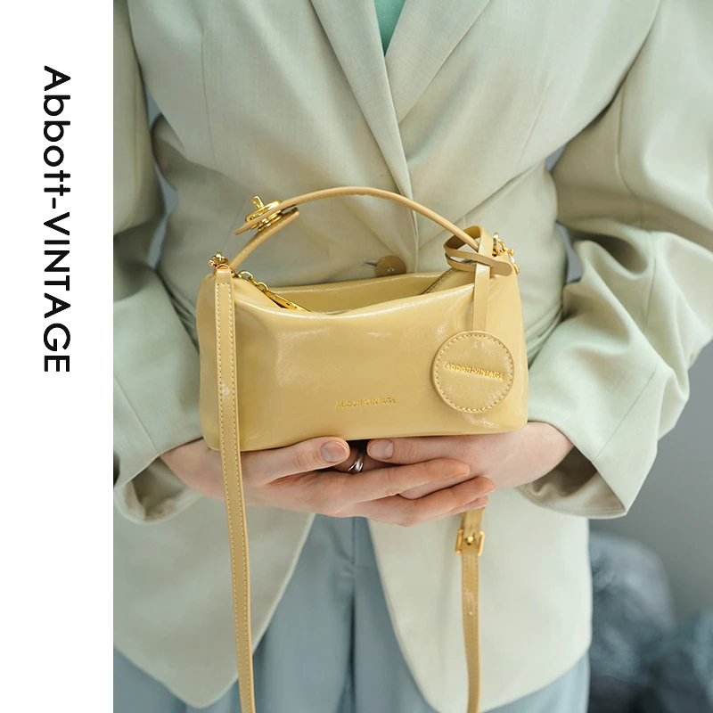 AbbottVINTAGE【小便当包】复古小众牛皮休闲枕头包单肩初夏新款