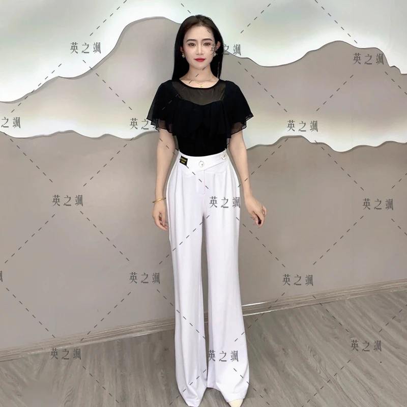 【英之飒】k752新款斜腰双粒扣女裤吉特巴水兵舞三步踩女装气质时尚