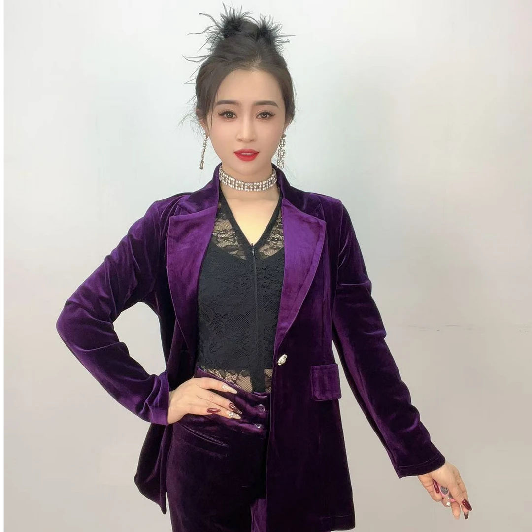 〖清仓〗时尚百搭舞蹈服摩登舞上衣外套秋冬丝绒黑色修身西服2225