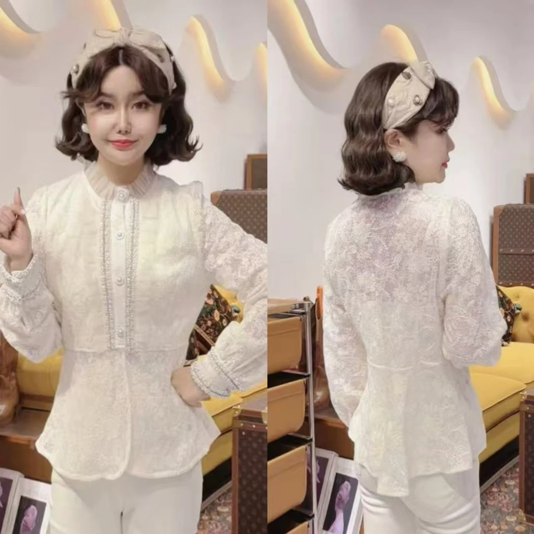 闺蜜精品121201【月光宝盒】木耳边重工蕾丝衬衫