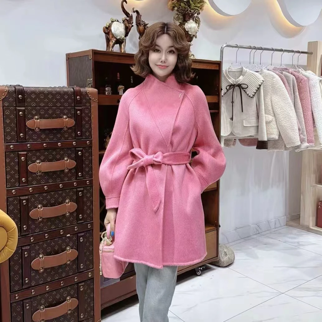 闺蜜精品100808【迷离醉】灯笼袖双面绒长款外套