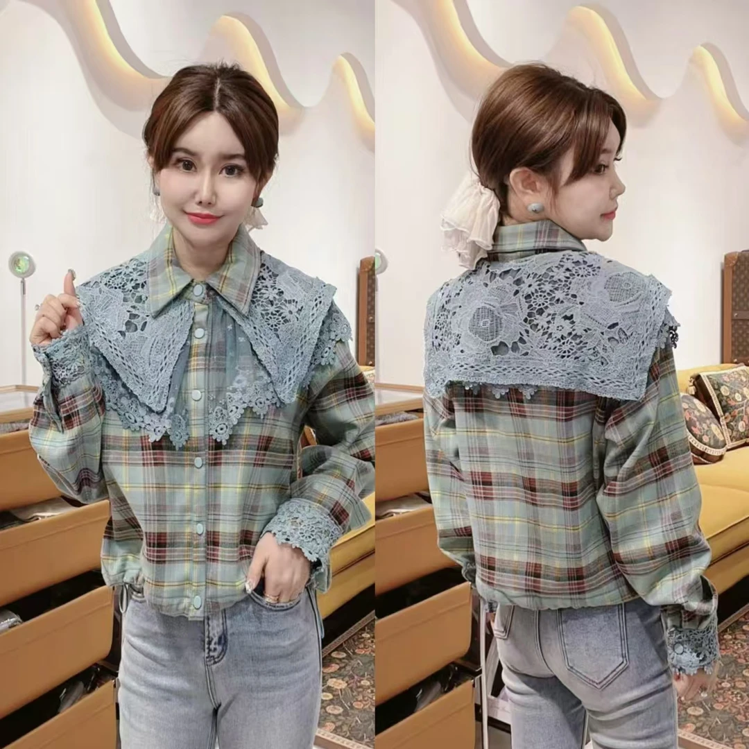 闺蜜精品112501【格格公主】镂空菲肩格格加绒衬衫