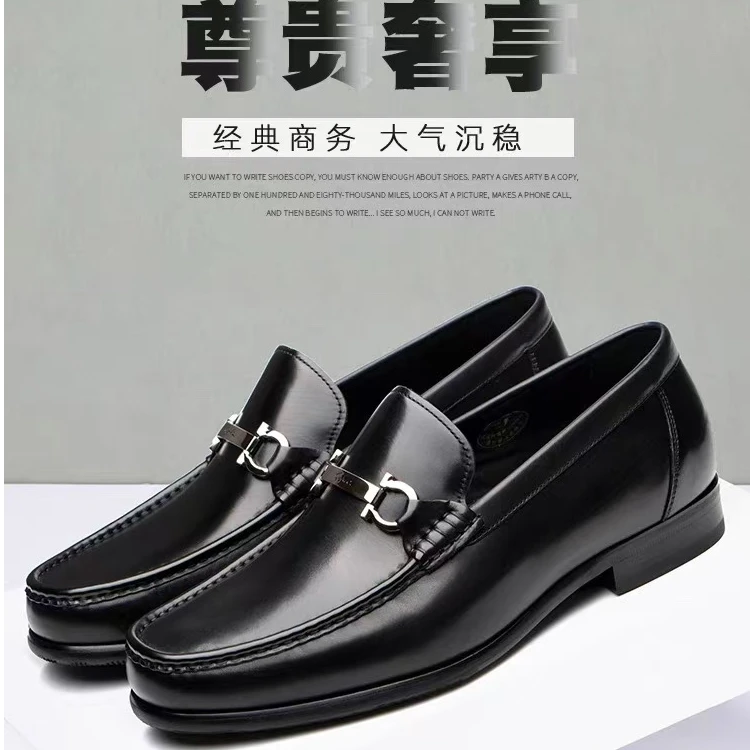 2024年经典黑色男士皮鞋头层牛皮一脚蹬休闲商务百搭舒适90天保修
