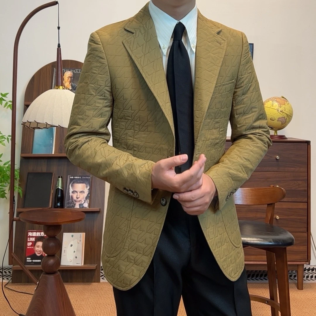 西格Xg 设计款男士单排扣平驳领西服时尚休闲复古潮流西装6108