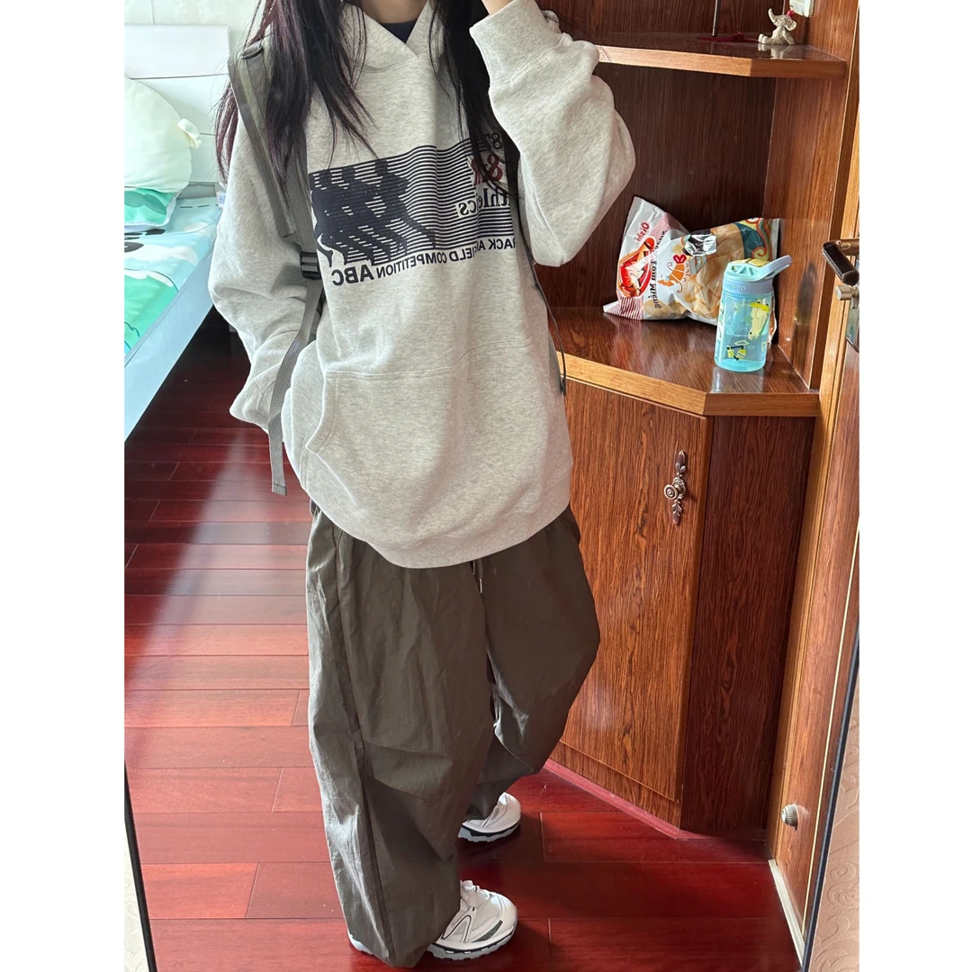 CKKOR美式复古连帽衫人像字母印花宽松卫衣男女同款国潮春秋上衣