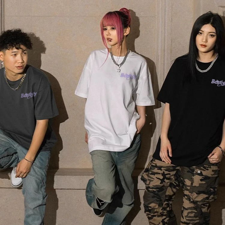 CKKOR重磅硬挺字母印花短袖t恤春夏季男士休闲百搭宽松圆领潮流衣