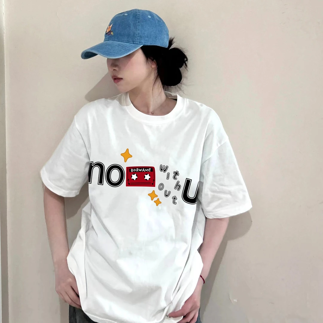 【CKKOR】白色短袖t恤女宽松潮流印花时尚休闲百搭半袖ins国潮圆领