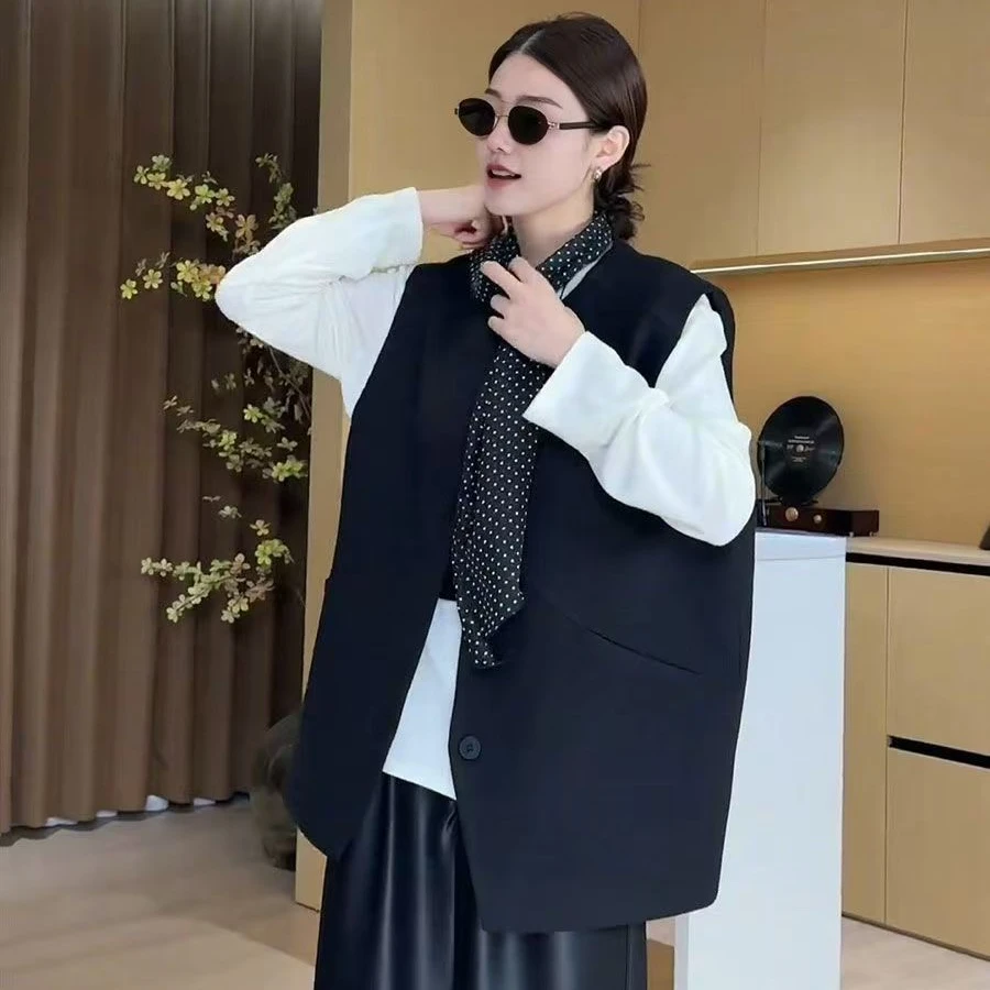 欧货灰色小香风雪花马夹坎肩女秋款小众极简百搭洋气独特别致马甲