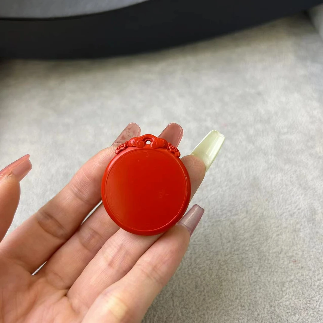 含辰砂工艺品朱砂圆牌吊坠*YFZS17290（多样性发一个）