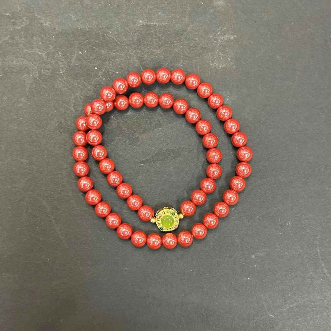 含辰砂工艺品帝王砂双圈手串6m+(多样性发一件）