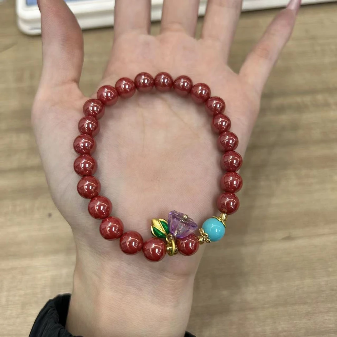 含辰砂工艺品帝王砂莲花手串8m*YFZS21054(多样性发一件）