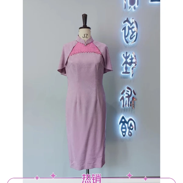璞玉*旗袍20250808香芋紫提花旗袍A241022(5)
