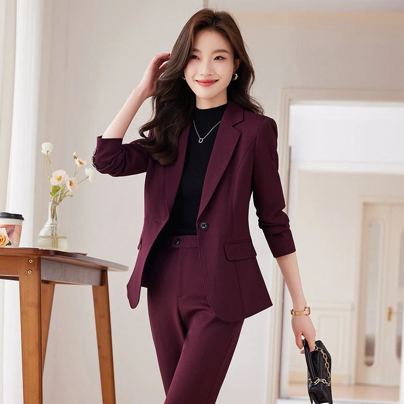 高级感西装外套女秋季2024新款气质女神范高端职业装紫色西服9922