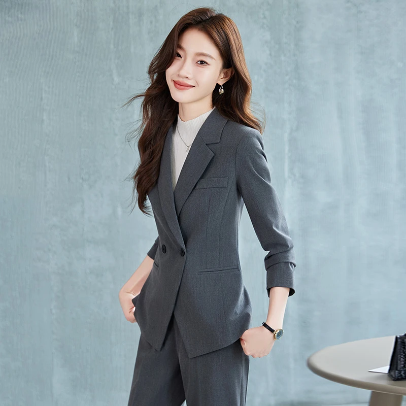 灰色西装外套女2025新款春秋高级感气质职场通勤正装职业西服5502