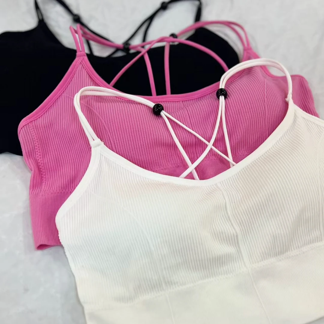 胖文文家#233珠珠吊带交叉美背