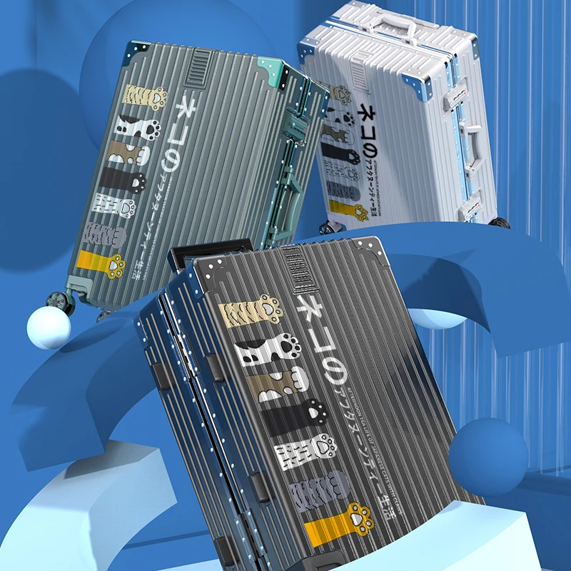 新款涂鸦行李箱女学生铝框密码拉杆箱皮箱结实耐用旅行箱大容量