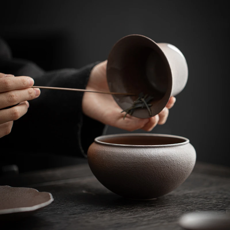 老岩泥茶洗陶瓷家用复古建水粗陶水盂茶道配件茶桌茶渣缸杯洗笔洗