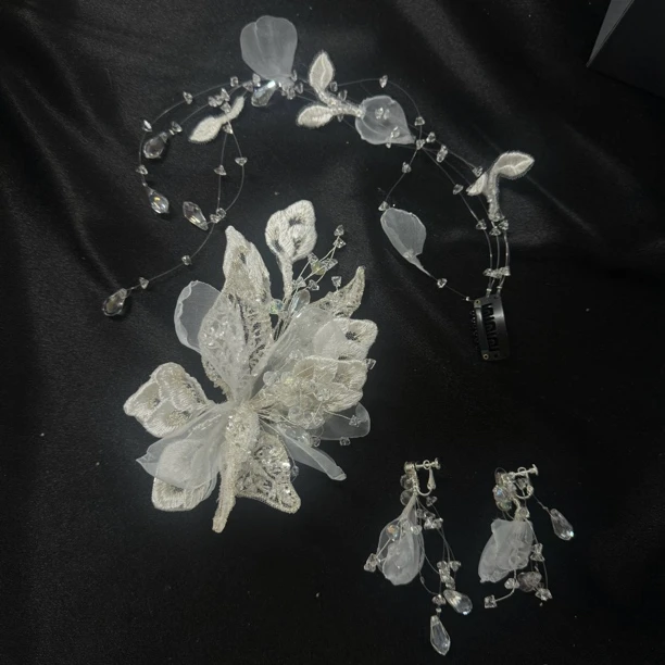 BH5370 新款法式边夹白色新娘西式婚礼头饰复古户外经典气质