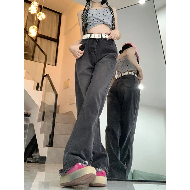 300斤大码女装直筒牛仔裤女秋冬新款高腰胖mm显瘦梨型身材阔腿裤